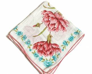 Vintage Floral Print Cotton Handkerchief