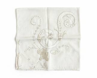 Vintage Madeira Embroidered Linen Handkerchief
