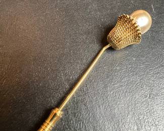Vintage Faux Pearl Flower Bud Stick Pin