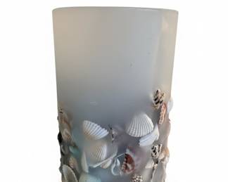 Coastal Seashell Embedded Pillar Candle