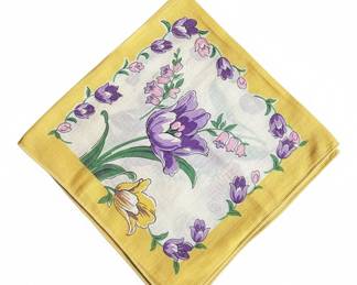 Vintage Floral Print Cotton Handkerchief