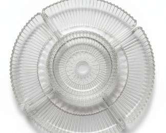 Anchor Hocking Wexford Divided Relish Tray with Center Dip Bowl