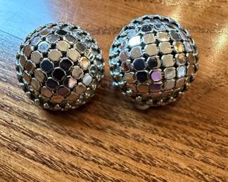 Whiting & Davis Mesh Dome Clip-On Earrings
