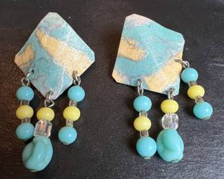 Vintage Artisan Geometric Dangle Earrings