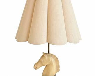 Mid-Century Modern Alabaster Horse Head Table Lamp