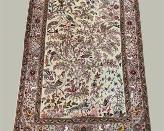 Wool and silk rug original Persian garden design with a lot of details