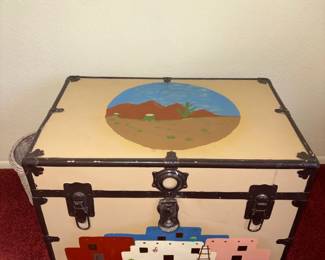 Painted Decorative Storage Trunk