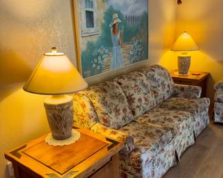 Floral Sofa And Side Tables