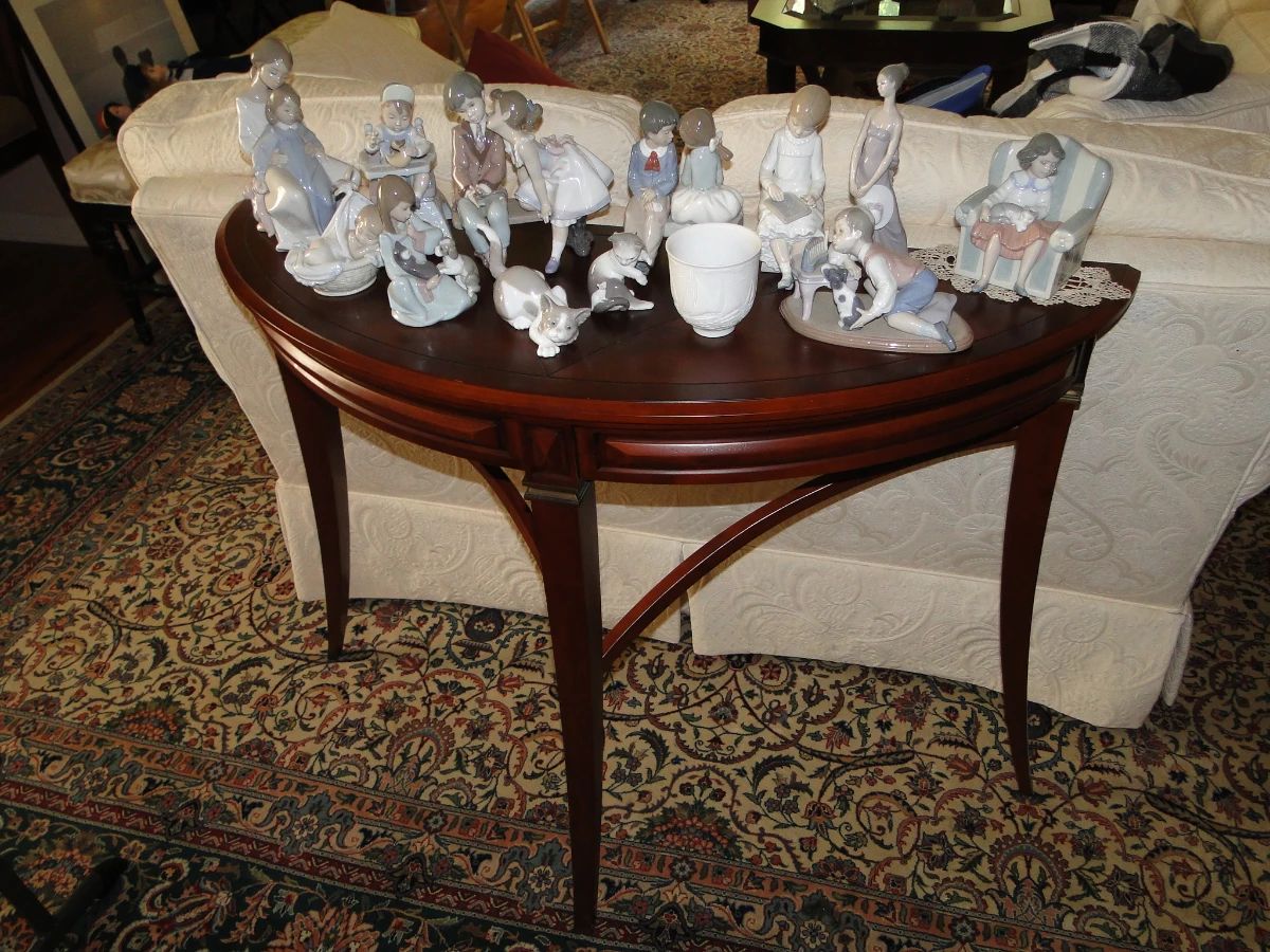 Demilune Table with Lladros (no boxes)