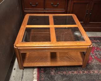 MCM GLASS TOP COFFEE TABLE