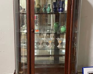 ANTIQUE CURVED GLASS CURIO