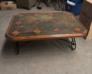 TILE & WROUGHT IRON COCKTAIL TABLE