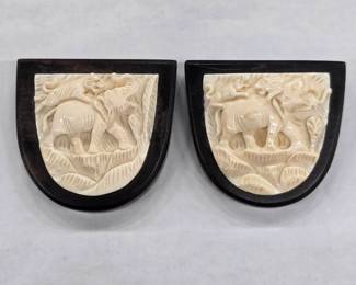 	Antique Elephant Ivory Plaques on Wood Bases