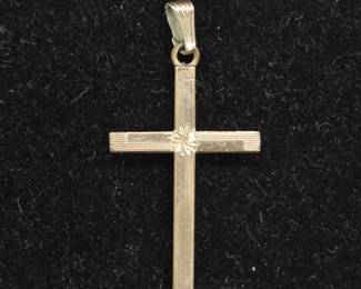 12k Gold Filled Cross Pendant With Sunburst Center