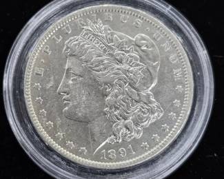 	1891-O Morgan Silver Dollar in Capsule