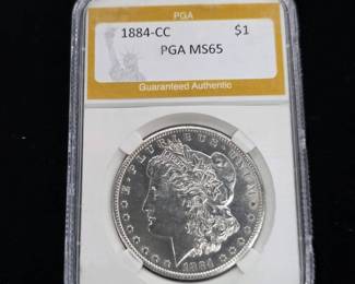 	1884-CC Morgan Silver Dollar PGA MS65