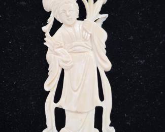 Asian Woman Antique Carved Ivory Figure