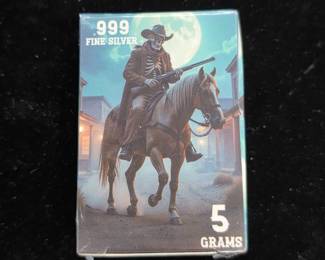 	5g .999 Fine Silver Bar Skeleton Cowboy Theme