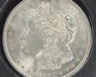 	1921 Morgan Silver Dollar in Holder