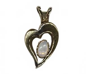 	14k Gold Filled Heart Pendant With Opal Cabochon