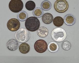 Unsearched Foreign Coins & Assorted Tokens Lot