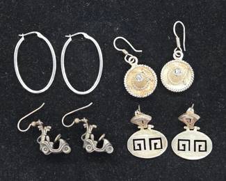 Sterling .925 Earrings Assortment Four Pairs
