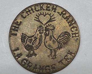 Chicken Ranch La Grange Tex Brass Token