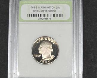 1985-S Washington 25c DCAM Gem Proof Slabbed