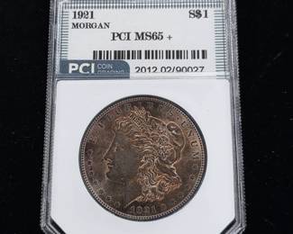 	1921 Morgan Dollar PCI MS65+ Certified