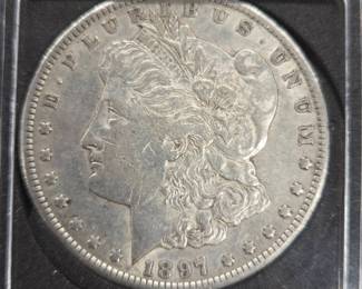 	1897-S Morgan Silver Dollar in Holder