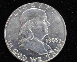 1963-D Franklin Half Dollar Silver Coin