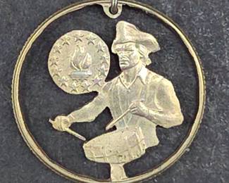 Laser Cut Bicentennial Quarter Pendant Necklace