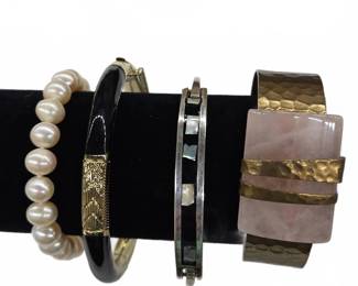 Pearl, Enamel, Silver & Brass Bracelets