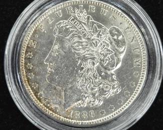 	1886 Morgan Silver Dollar in Capsule