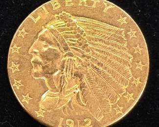 1912 Indian Head $2.50 Gold Coin
