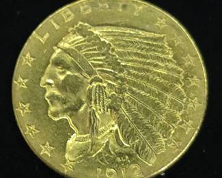 	1912 US $2.5 Indian Head Gold Coin