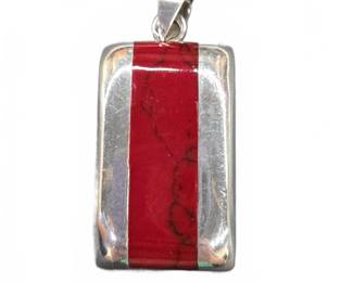 	Sterling Silver & Red Stone Pendant Mexico