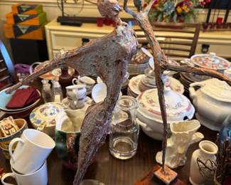 Metal resin sculptures, signed