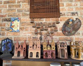 Mexican Folk Art Ceramic Church Sculpture