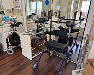 Medical aid equipment, walkers, chairs, etc