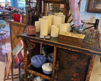 Bamboo cabinet, Hall pottery made for Montgomery Ward,