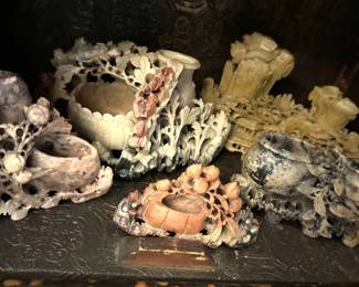 Collection of vintage chinese soap stones