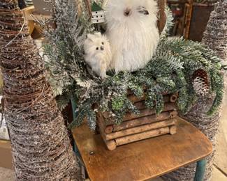 Grapevine Christmas trees, lighted and decorative owl