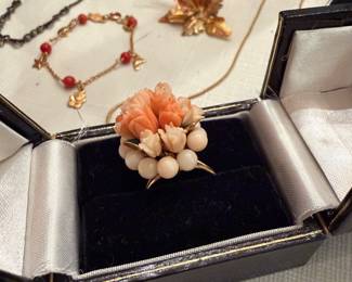 Gold Ring with Coral