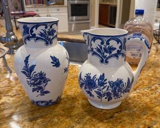 Tiffany & Co Delft Pitcher and Vase