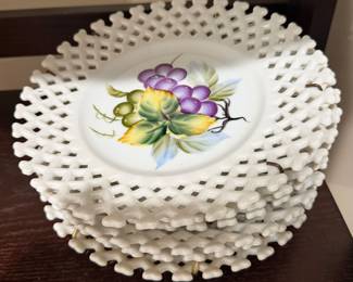  Vintage Lefton China hand-painted reticulated lattice plate
