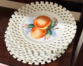  vintage Lefton China hand-painted reticulated lattice plate