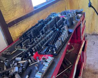Sockets And Ratchets On Tool Chest