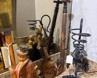 German Black Forest Lamp & Stag Pipe