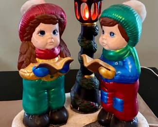 Holiday Caroling Decoration with Flickering Electric Light